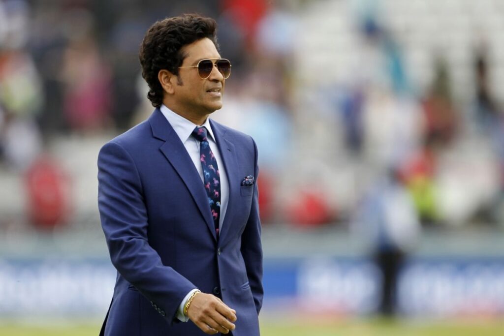 London: Indian legendary cricketer Sachin Tendulkar during the final match of the 2019 World Cup between New Zealand and England at the Lord's Cricket Stadium in London, England on July 14, 2019. (Photo: Surjeet Yadav/IANS)
